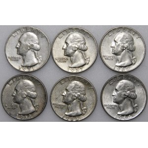 USA, set of 6, Washington quarter dollars