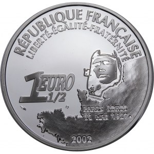 France, 1½ Euros 2002, 75th anniversary - Charles Lindbergh's first flight over the Atlantic