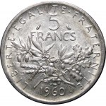 Frankreich, 5 Francs, Satz von 49 Stück - 490,98 Gramm reines Silber