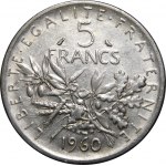 France, 5 francs, set of 50 pieces - 501 grams of pure silver
