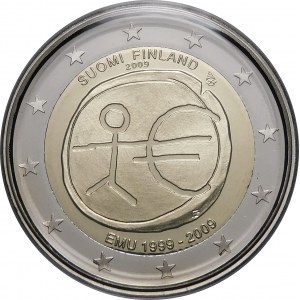 Finland, 2 Euros 2009, 10 years of the Eurozone - mirror stamp - original packaging