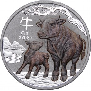 Australia, 1 dolar 2021, rok byka