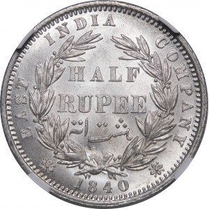 Indie, Indie Brytyjskie, 1/2 rupii 1840