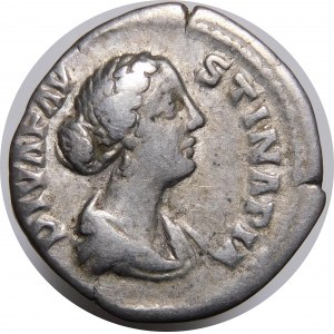 Römisches Reich, Faustina II. Ehefrau von Marcus Aurelius, Denar 180 n. Chr.
