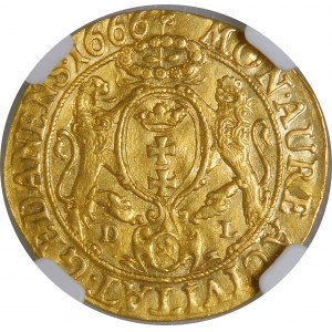 John II Casimir, Ducat 1666 DL, Gdansk - rare and beautiful