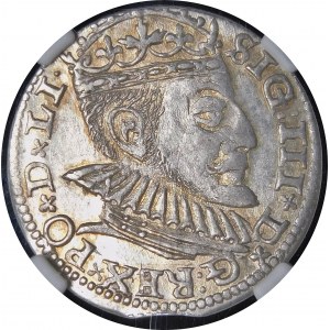 Zygmunt III Waza, Trojak 1590, Ryga - większe popiersie - piękny i rzadki