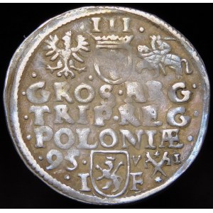 Sigismund III. Vasa, Trojak 1595, Poznań - Krone mit kleiner Rosette, V-I