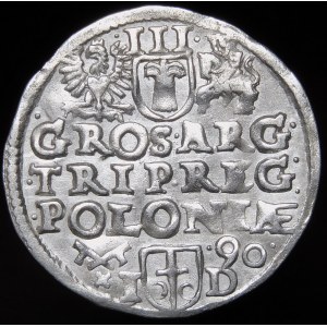 Sigismund III Vasa, Trojak 1590, Poznań - crown with rosettes, I - D