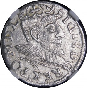 Zygmunt III Waza, Trojak 1592, Poznań - wysoka korona, data z prawej