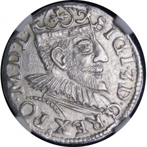 Sigismund III Vasa, Troika 1592, Poznań - high crown, date to the right