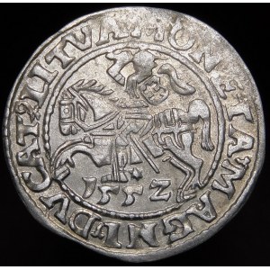 Zygmunt II August, Półgrosz 1552, Wilno - LI/LITVA - przebitka MAG/NNI - b. rzadki
