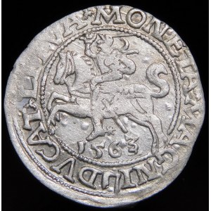 Sigismund II Augustus, Half-grosz 1563, Vilnius - 20 Pogon, Axe, M D LI/LITVA