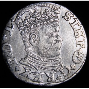 Stefan Batory, Trojak 1586, Riga - small head