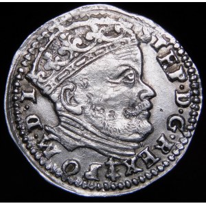 Stefan Batory, Trojak 1585, Wilno - zniekształcony herb Lis - rzadszy