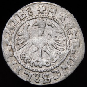Sigismund I. der Alte, Halbpfennig 1527, Wilna - Ellbogen aus Ringen - Fülle von Fehlern - sehr selten