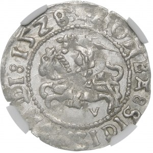 Sigismund I. der Alte, Halbpfennig 1528, Wilna - V - Fehler MONEA, LITANIEN - Rarität