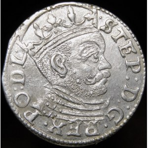 Stefan Batory, Trojak 1585, Riga - small head, rosettes - beautiful