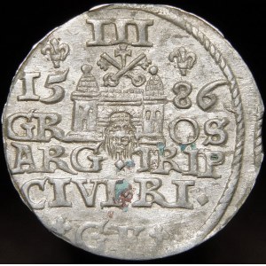 Stefan Batory, Trojak 1586, Riga - großer Kopf - Variante