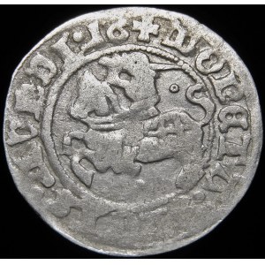 Sigismund I. der Alte, Halbpfennig 1516, Wilna - abgekürztes Datum - Ringe über und unter dem Pogon - sehr selten
