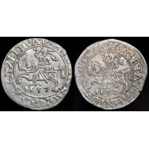 Sigismund II. Augustus, halber Pfennig 1557, Wilna - Sorten - Satz (Pos. 2)