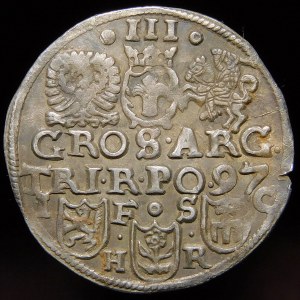 Sigismund III. Vasa, Trojak 1597, Bydgoszcz - zweizeilige Inschrift - Hybrid