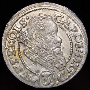 Silesia - Duchy of Ziębice and Olesnica, Charles II, 3 krajcary 1615, Olesnica - beautiful