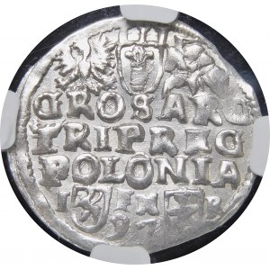 Zygmunt III Waza, Trojak 1597, Poznań - wąska głowa, skrócona data - rzadszy i piękny