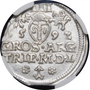 Zygmunt III Waza, Trojak 1592, Wilno - SIGIS - rzadszy i piękny