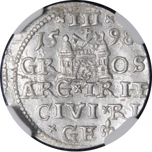 Zygmunt III Waza, Trojak 1598, Ryga - D G - piękny