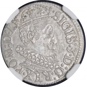 Zygmunt III Waza, Trojak 1619, Ryga - kryza wąska, rurkowata - rzadki i piękny
