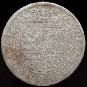 John II Casimir, Tymf 1664 AT, Krakow - error P instead of R - very rare