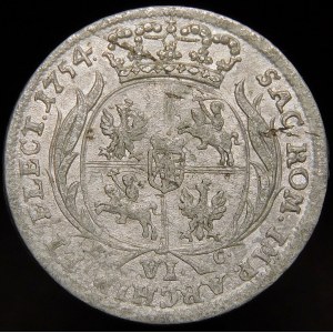 August III Sas, Szóstak 1754 EC, Leipzig - variety