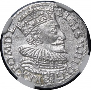Sigismund III Vasa, Trojak 1594, Malbork - offener Ring - seltener