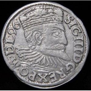 Sigismund III Vasa, Trojak 1596, Wschowa - flat crown, flowers - POLONIÆ.