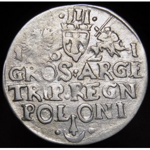 Zygmunt III Waza, Trojak 1621, Kraków - herb Sas bez gwiazdek - nieopisany
