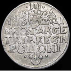 Zygmunt III Waza, Trojak 1621, Kraków - przebitka POL/NONI - rzadki