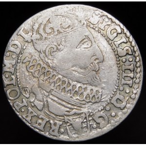 Zygmunt III Waza, Sixpence 1627, Krakau - gestempelt D/G - selten