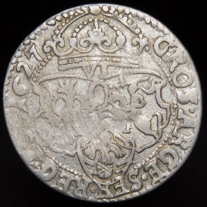 Zygmunt III Waza, Sixpence 1627, Krakau - gestempelt D/G - selten