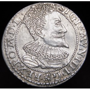 Sigismund III Vasa, Sixpence 1596, Malbork - kleiner Kopf - Kuriosität