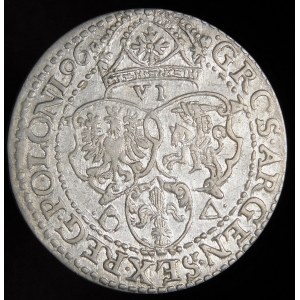 Sigismund III Vasa, Sixpence 1596, Malbork - großer Kopf - sehr selten