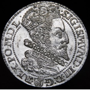 Sigismund III Vasa, Sixpence 1596, Malbork - großer Kopf - exquisit und sehr selten