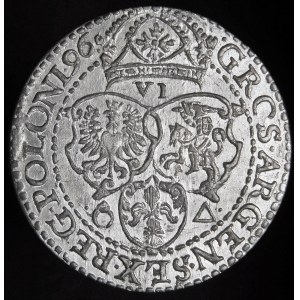 Sigismund III Vasa, Sixpence 1596, Malbork - großer Kopf - exquisit und sehr selten