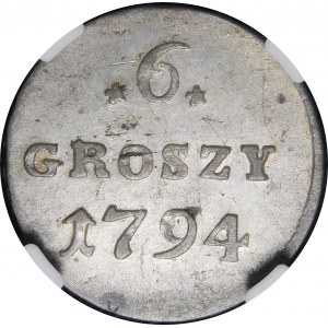 Stanislaw August Poniatowski, 6 copper pennies 1794, Warsaw - beautiful