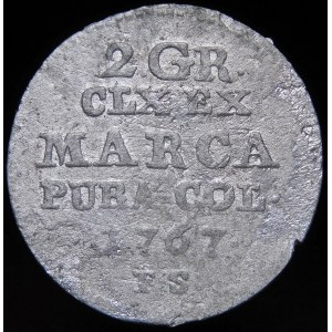 Stanislaw August Poniatowski, 2 silver pennies 1767 FS, Warsaw