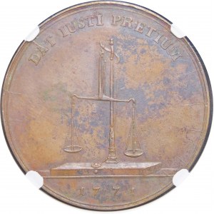 Stanislaw August Poniatowski, Thaler 1771, Warsaw - sample, copper - rare