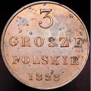 Królestwo Kongresowe, Mikołaj I, 3 grosze polskie 1828 FH, Warszawa