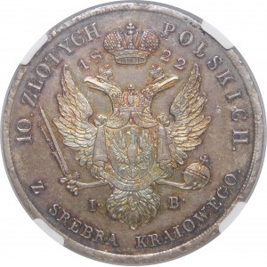 Królestwo Kongresowe, Aleksander I, 10 złotych 1822 IB, Warszawa - rzadkie i piękne