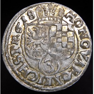Schlesien - Herzogtum Legnicko-Brzesko-Volov, Jan Chrystian und Jerzy Rudolf, 3 krajcary 1618, Zloty Stok