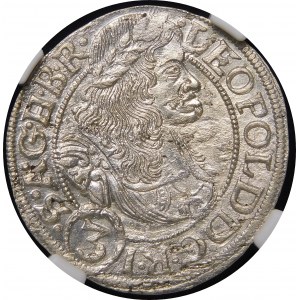 Śląsk - Śląsk pod panowaniem habsburskim, Leopold I, 3 krajcary 1668 SHS, Wrocław - piękne