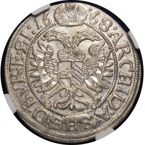 Śląsk - Śląsk pod panowaniem habsburskim, Leopold I, 3 krajcary 1668 SHS, Wrocław - piękne